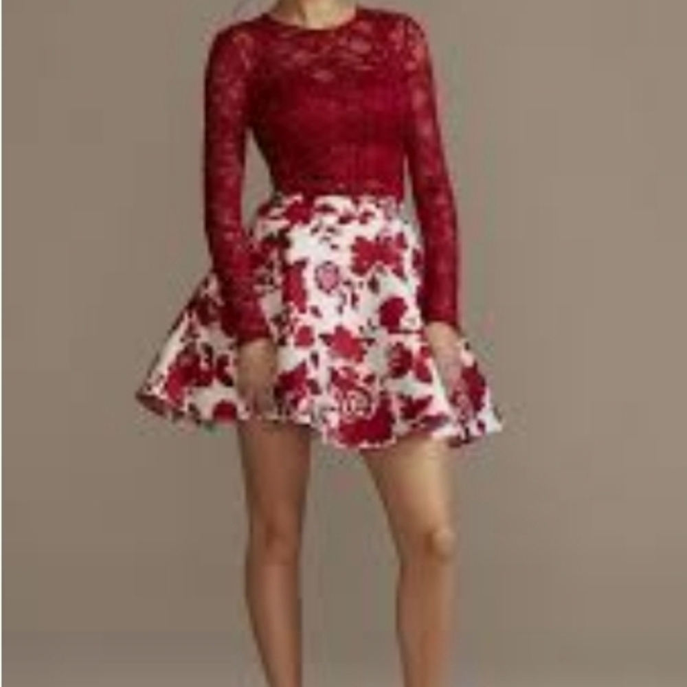 Nwt Womens/juniors Size 5 City Studio Red and White Floral 2 Piece Dress